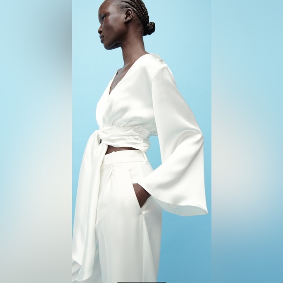 ZARA KNOTTED SATIN EFFECT TOP - Picture 6 of 7